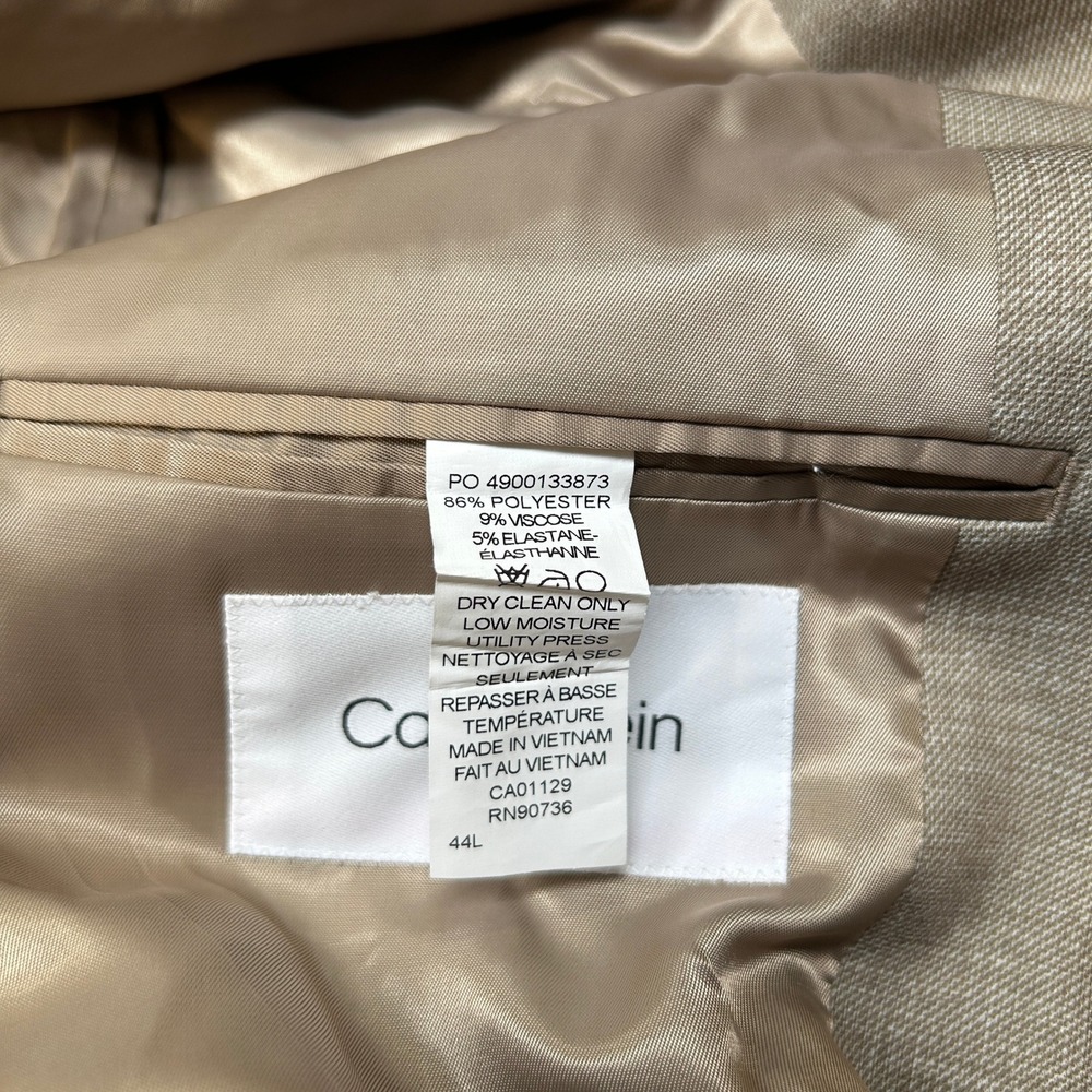 Calvin Klein Slim Fit Sport Coat Mens 44L 44 Tan Infinite Stretch $295 - Picture 8 of 13